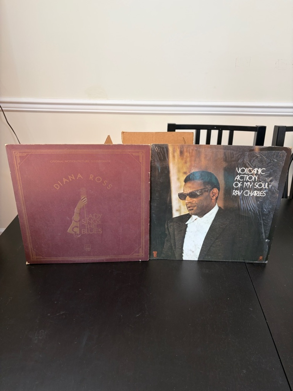 Diana Ross & Ray Charles Vinyl Album Lot - Burgundy & Black Covers
